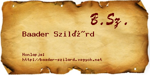Baader Szilárd névjegykártya