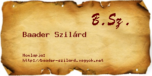 Baader Szilárd névjegykártya